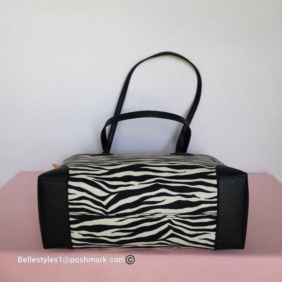 MICHAEL KORS Eva Small Nylon Tote with Animal Print- Black Multi 🎈$98. - Picture 10 of 16